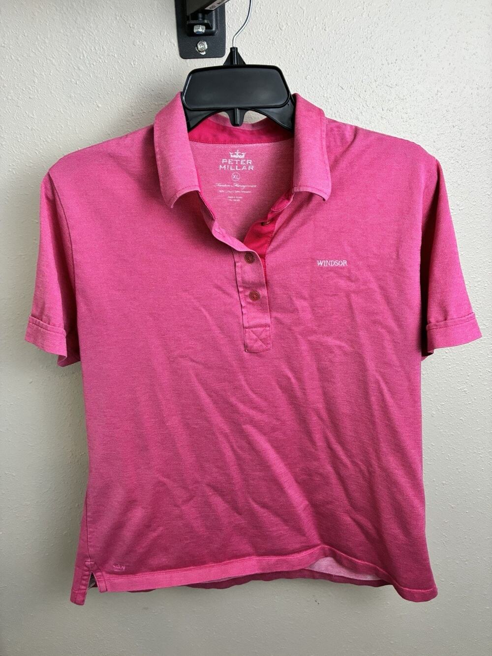 Peter Millar Polo Shirt Men's XL Red Cotton Windsor Logo Golf